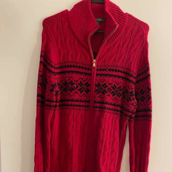 Ralph Lauren Red Sweater with black beading - Picture 1 of 5